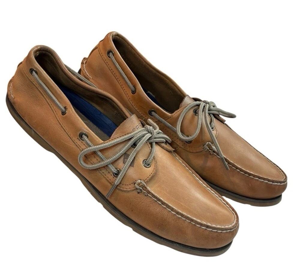 Sperry Top-Sider Authentic Original 2-Eye Boat Shoes Men’s 13M Tan Leather